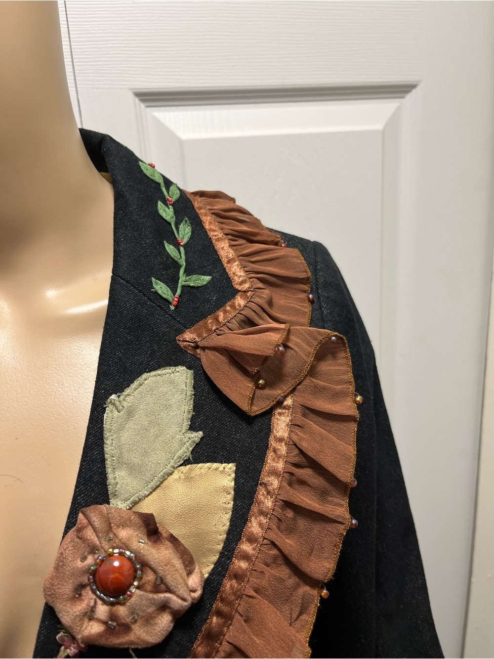 Mary Frances Embellished and Embroidered Denim Jacket Featuring Whimsical Floral - Picture 9 of 16